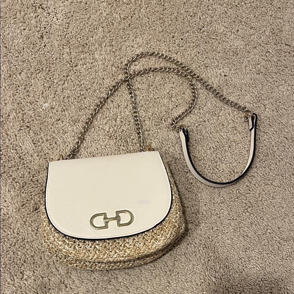 H&M Cream and Tan Crossbody Bag with Chain Strap